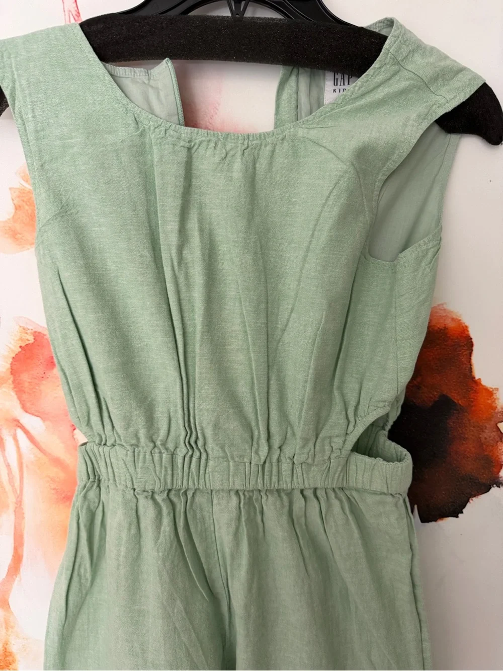 Gap Kids Sleeveless Mint Green Linen Jumpsuit